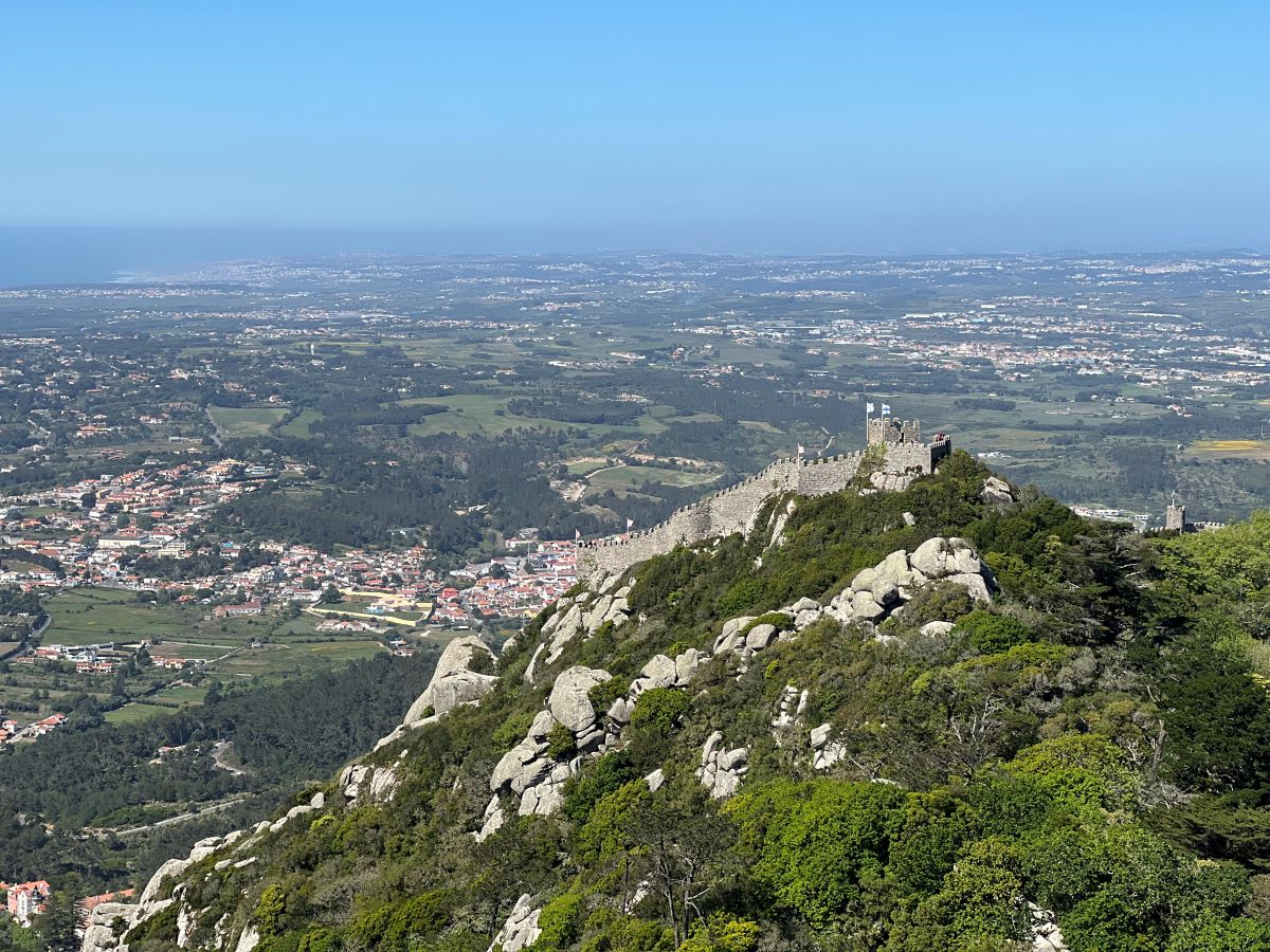 View towards the Castelo dos Mouros from Pena Palace. Sintra, Portugal. Credit: Carry on Caro