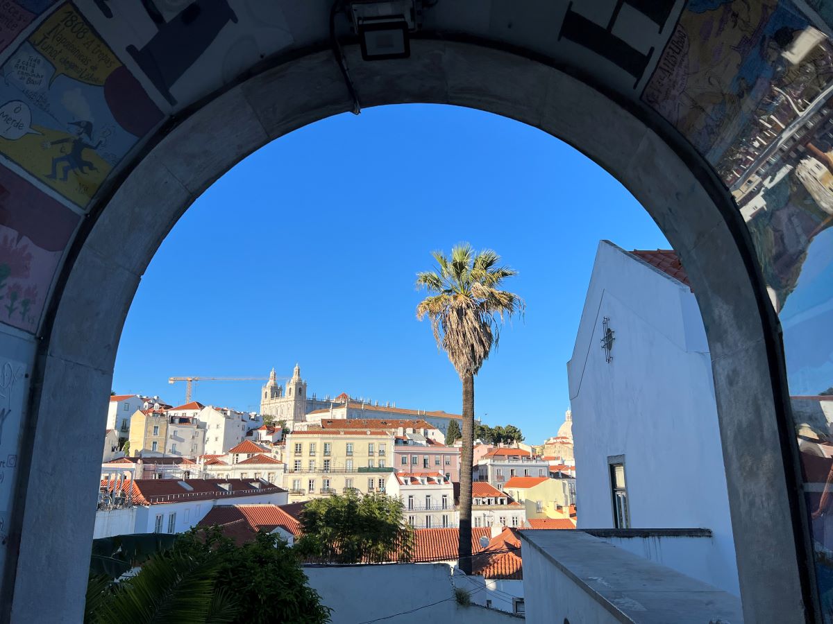 Tunnel covered in comic strips illustrating the history of Lisbon. Lisbon, Portugal. Credit: Carry on Caro