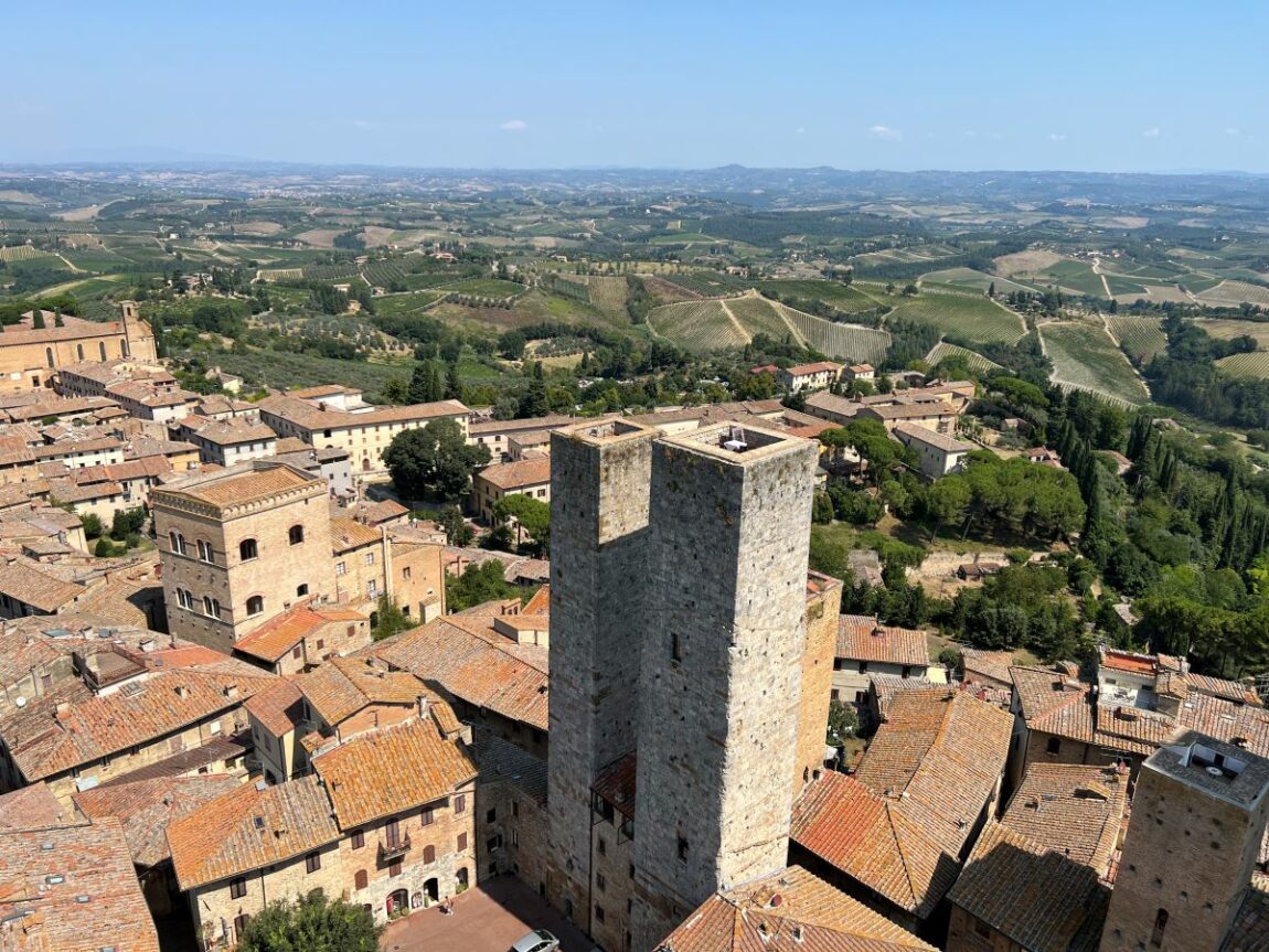 View from the Torre Grossa. San Gimignano, Italy. Credit: Carry on Caro